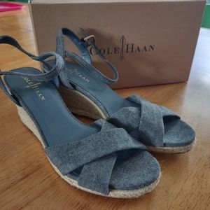 Never worn Cole Haan denim wedges